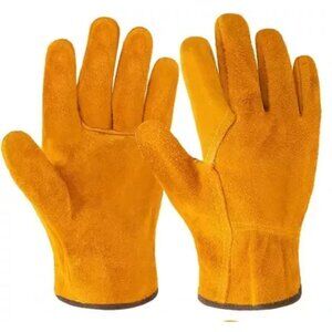 Cowhide Leather Work Gloves 1Pairs Heavy-Duty Durable Comfortable Industrial Fit